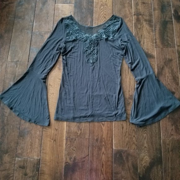 VENUS Lace and Mesh Top with Bell Sleeves - Picture 12 of 12